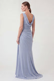 Light Blue Cowl Neck Mermaid Mother of the Bride Dress