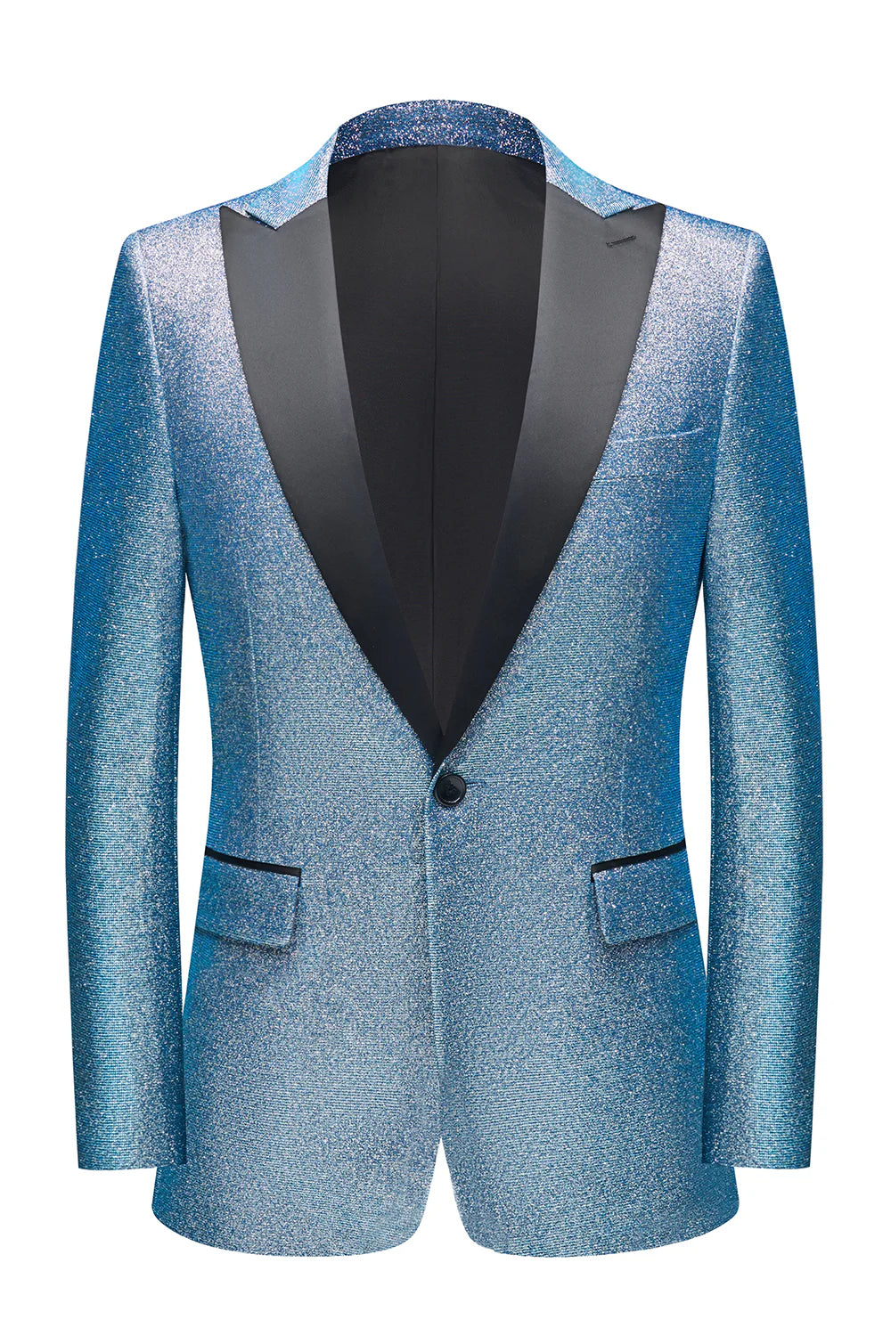 Mens Royal Blue Sparkly Peak Lapel One Button 2 Piece Guest Suits
