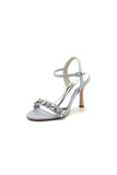 Open Toe Stiletto Heels With Rhinestone