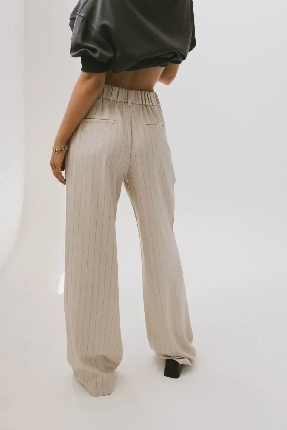 Reese Striped Slacks in Cream FINAL SALE