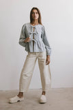 Maggie Peplum Tie Blouse in Light Wash FINAL SALE
