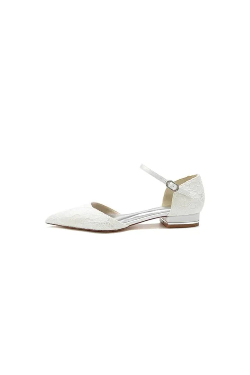 Lace One strap Buckle Pointed Toe Mules