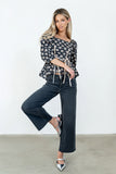 Jerzey Floral Peplum Blouse in Black FINAL SALE
