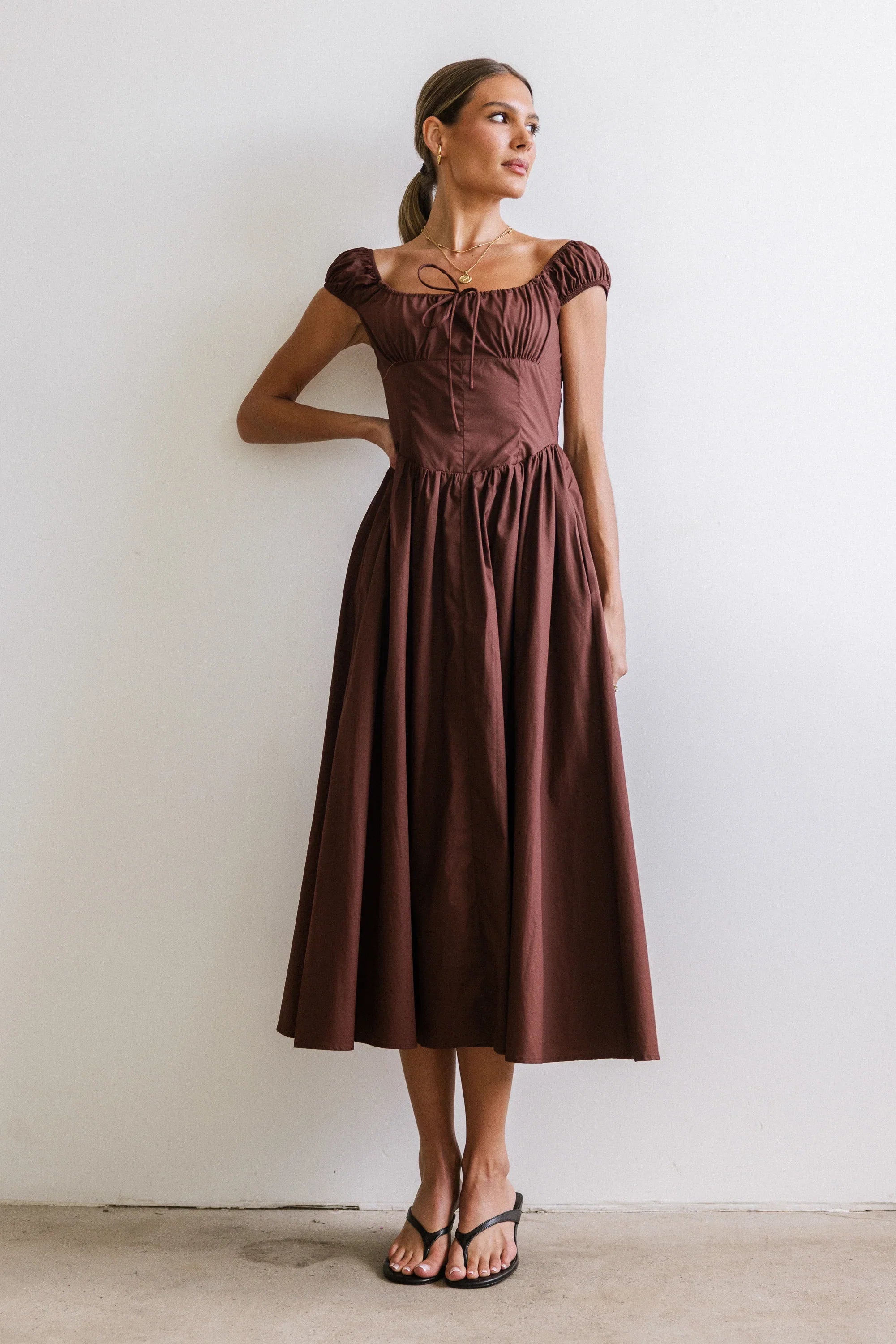Patricia Midi Dress in Brown