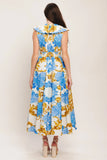 BAROQUE BLOOM BLUE MIDI DRESS
