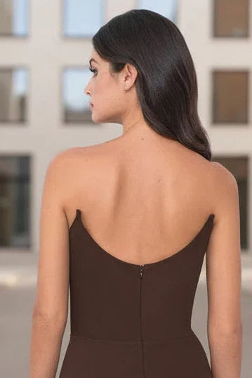 Daris Gown Chocolate Cat Eye Scoop Neckline Dress
