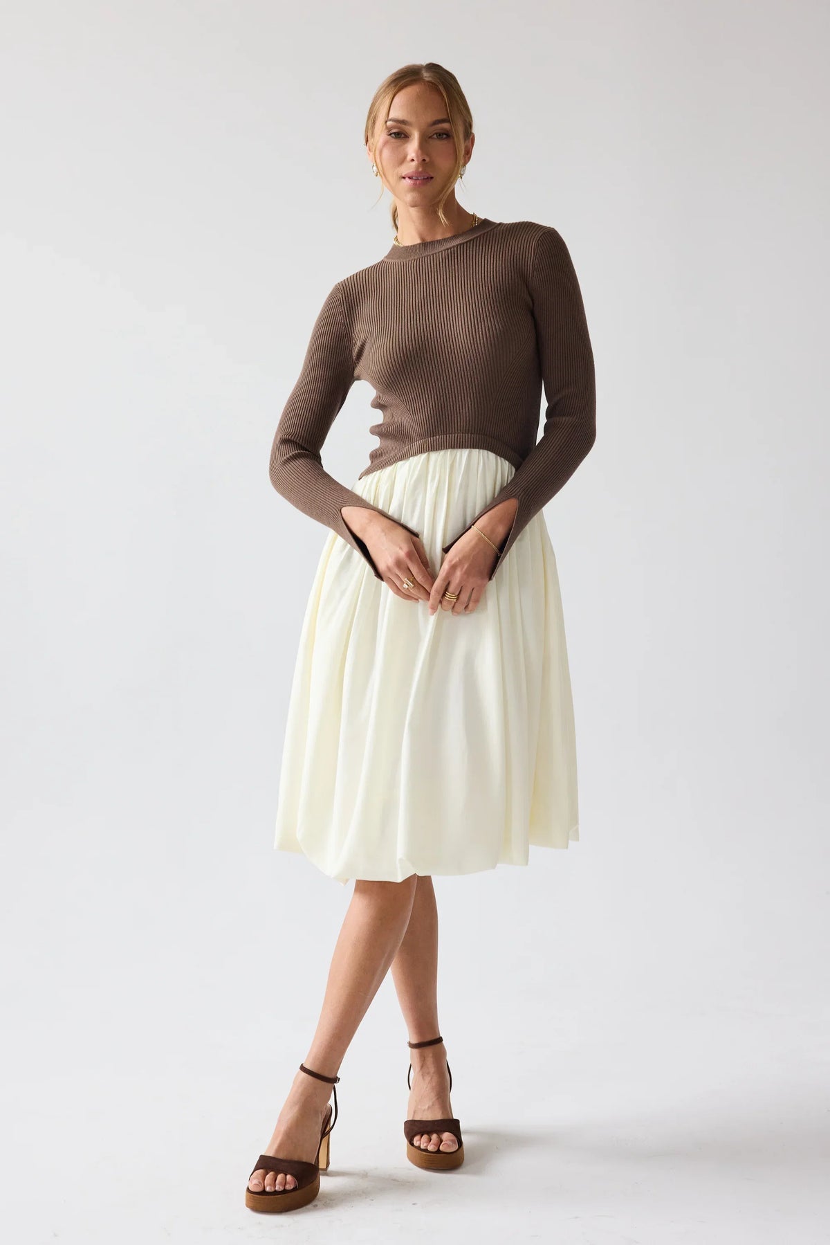 Kaison Mixed Media Midi Dress FINAL SALE