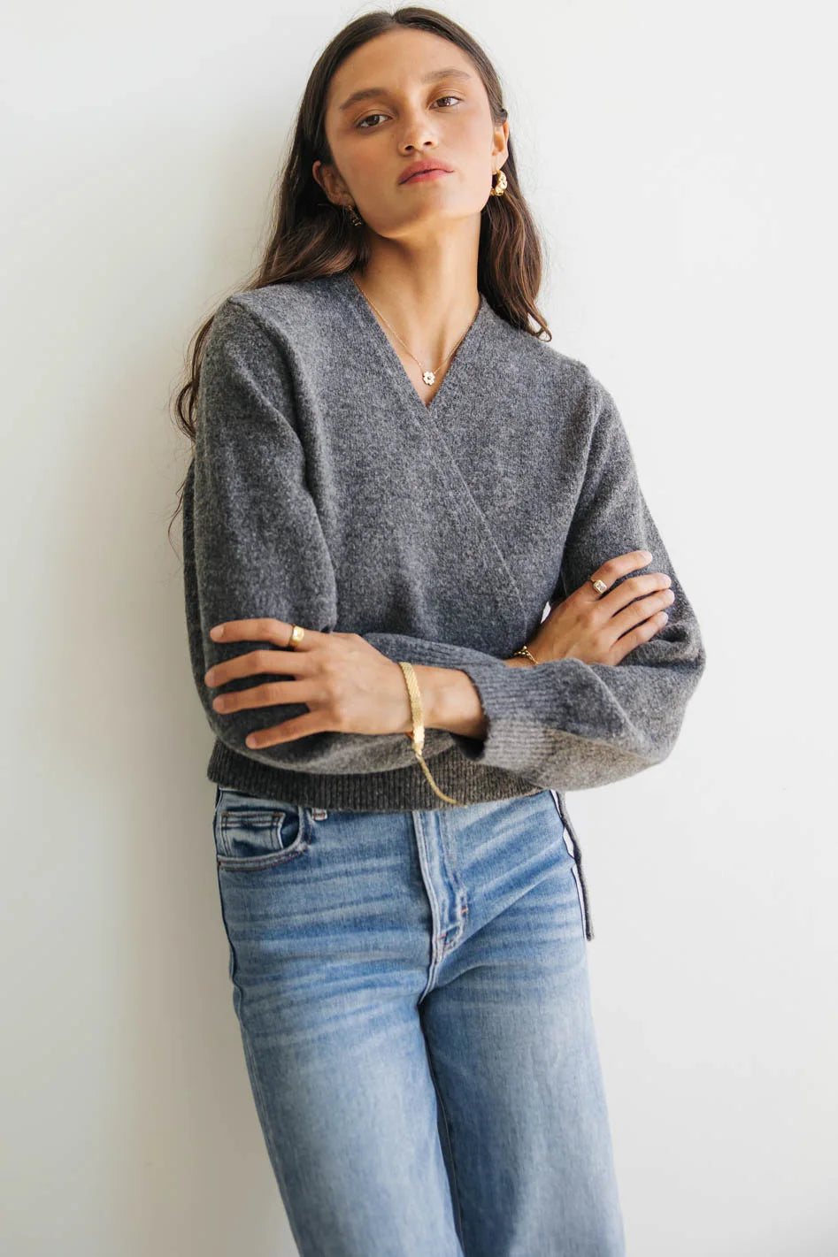 Addie Wrap Cardigan in Charcoal FINAL SALE