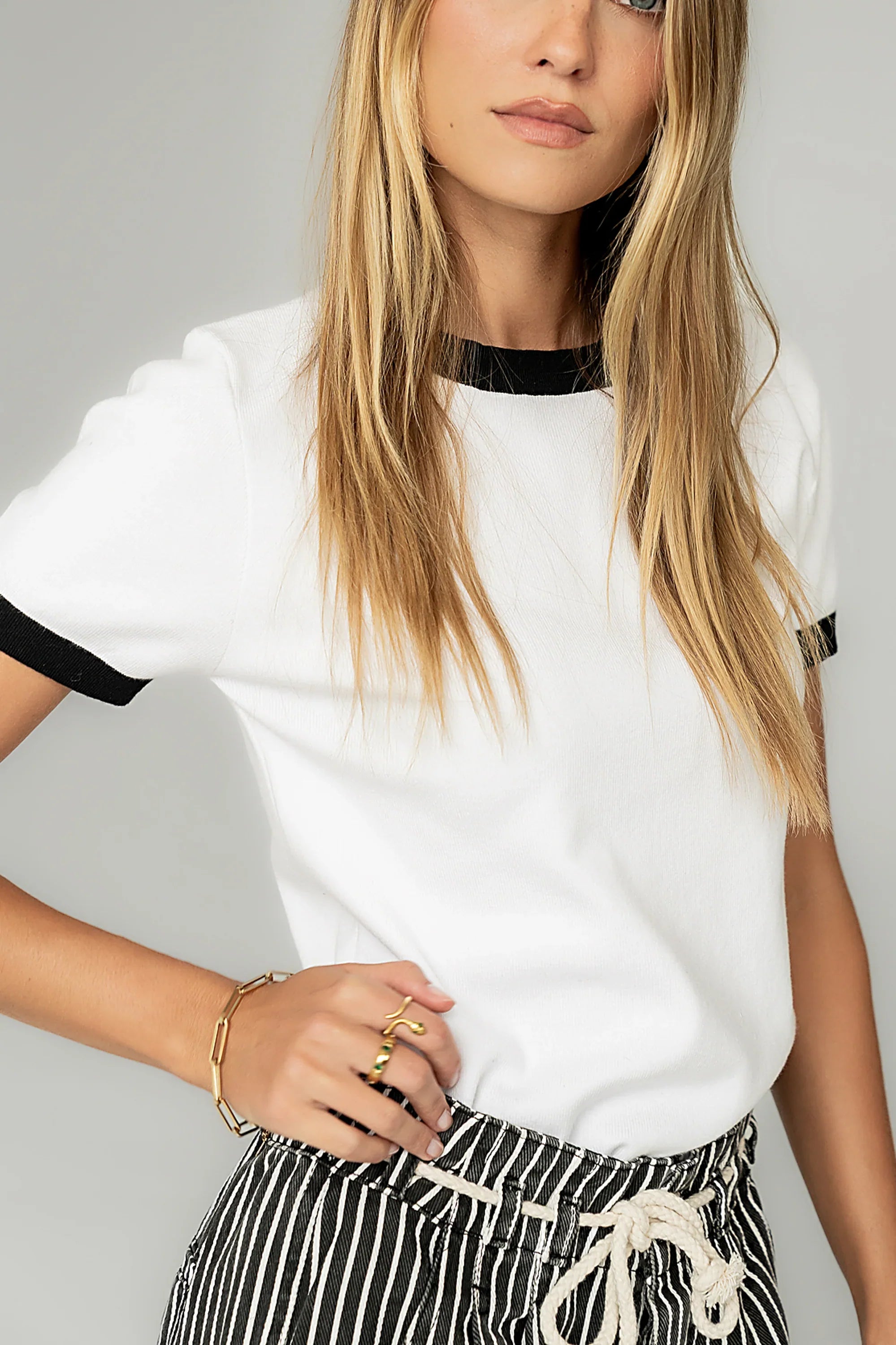 Maddie Ringer Sweater Top in Ivory FINAL SALE