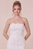 Floral Strapless White Bodycon Mini Graduation Dress