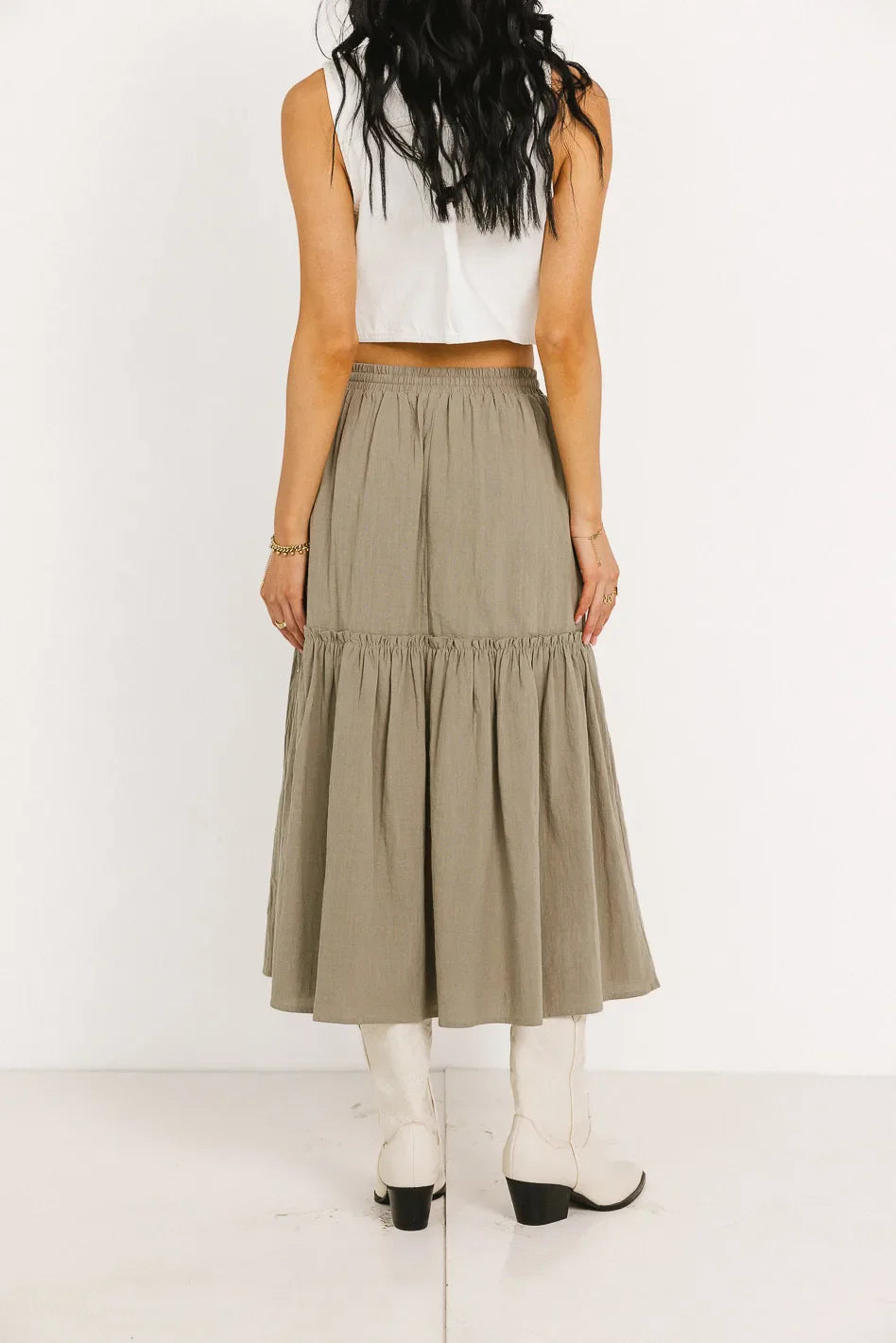 Aspen Midi Skirt in Olive FINAL SALE