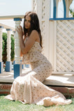 Freida Polka Dot Maxi Skirt in Taupe