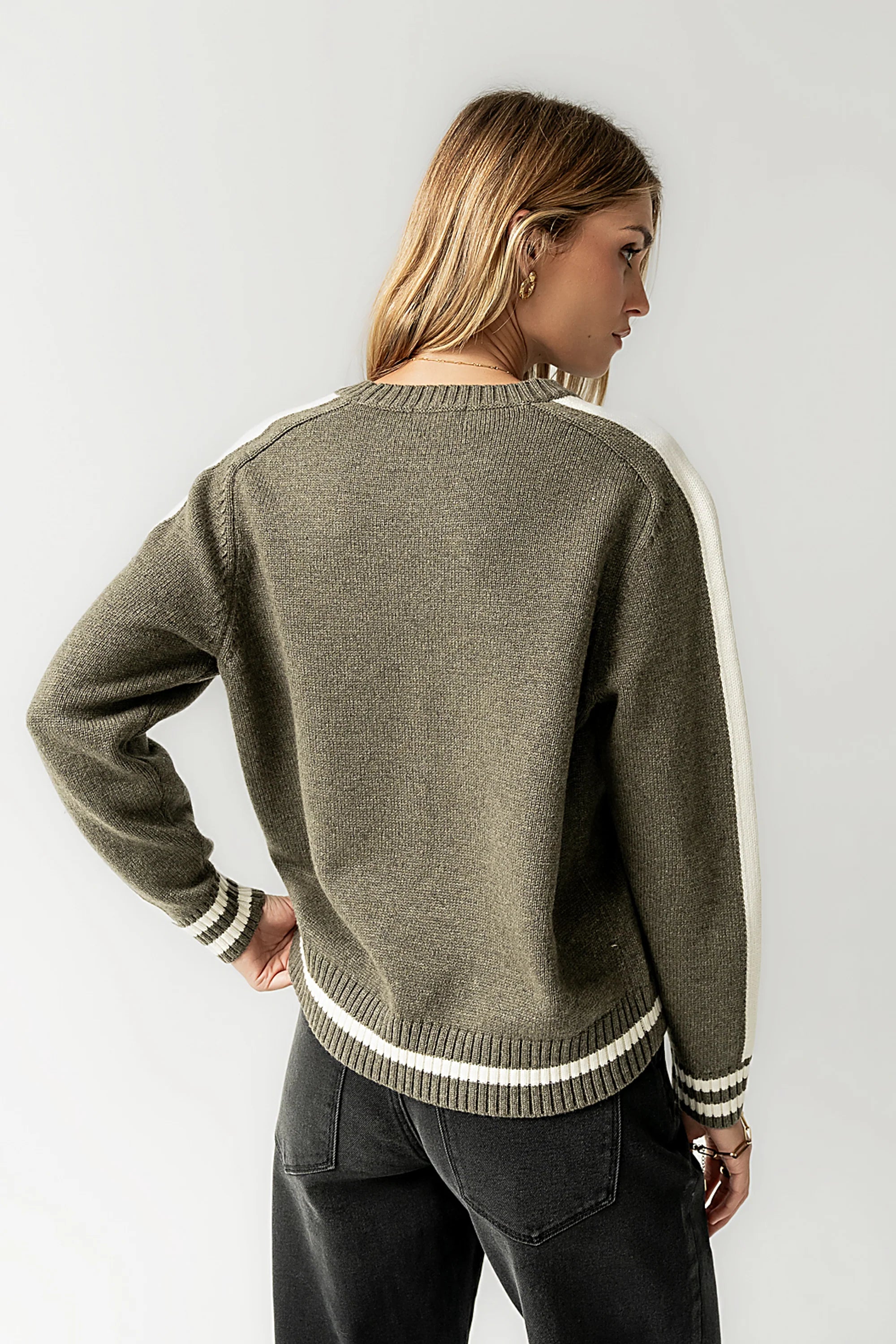 Jayce Striped Sweater in Green
