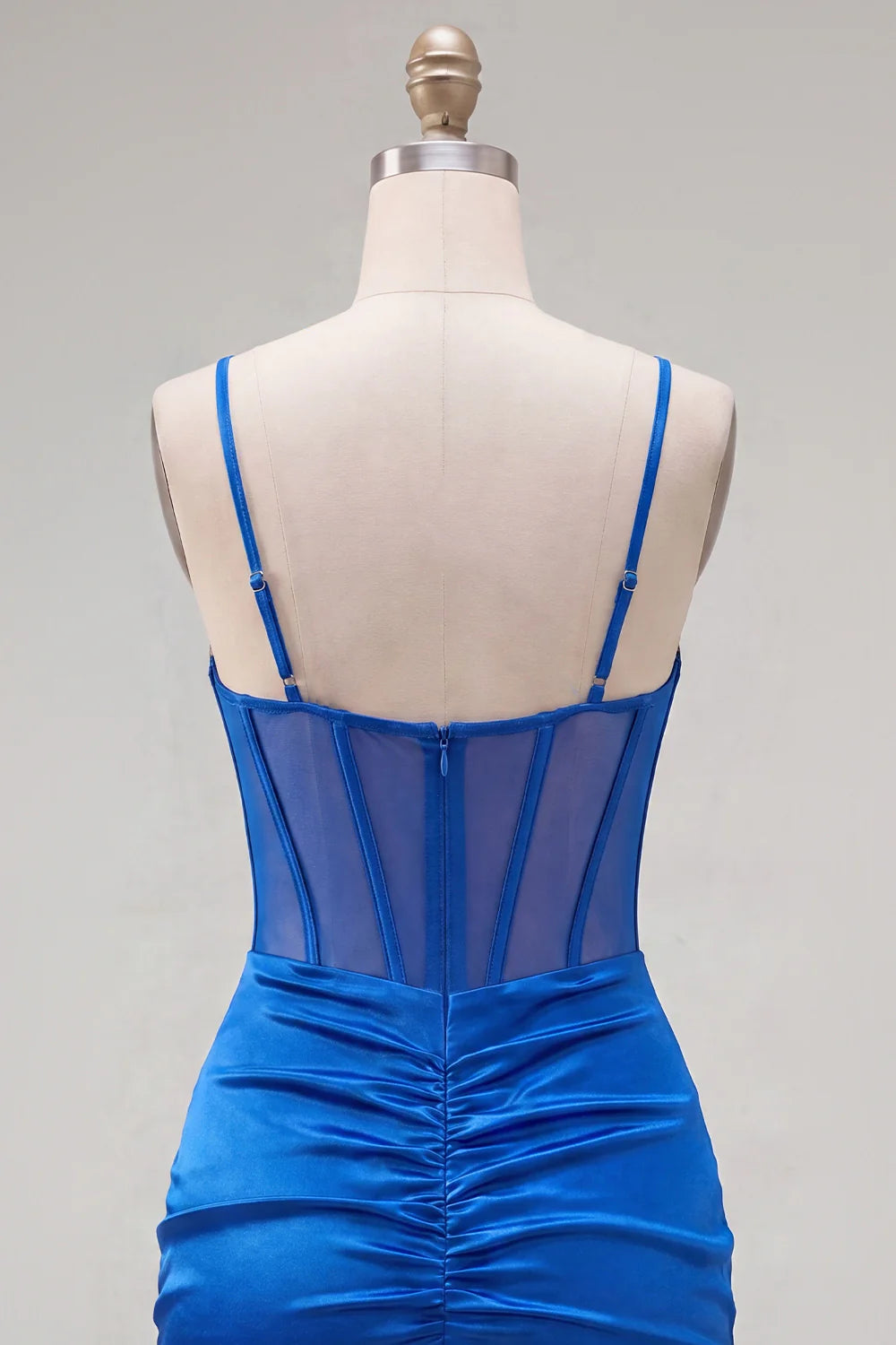 Royal Blue Bodycon Satin Corset Short Homecoming Dress