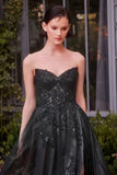 A1378 STRAPLESS LAYERED TULLE BALL GOWN BLACK NUDE Andrea Leo
