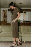 Elle Gingham Midi Dress in Brown FINAL SALE