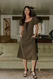Elle Gingham Midi Dress in Brown FINAL SALE