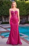Maddox Gown Magenta STRAPLESS GLITTER EMBELLISHED GOWN