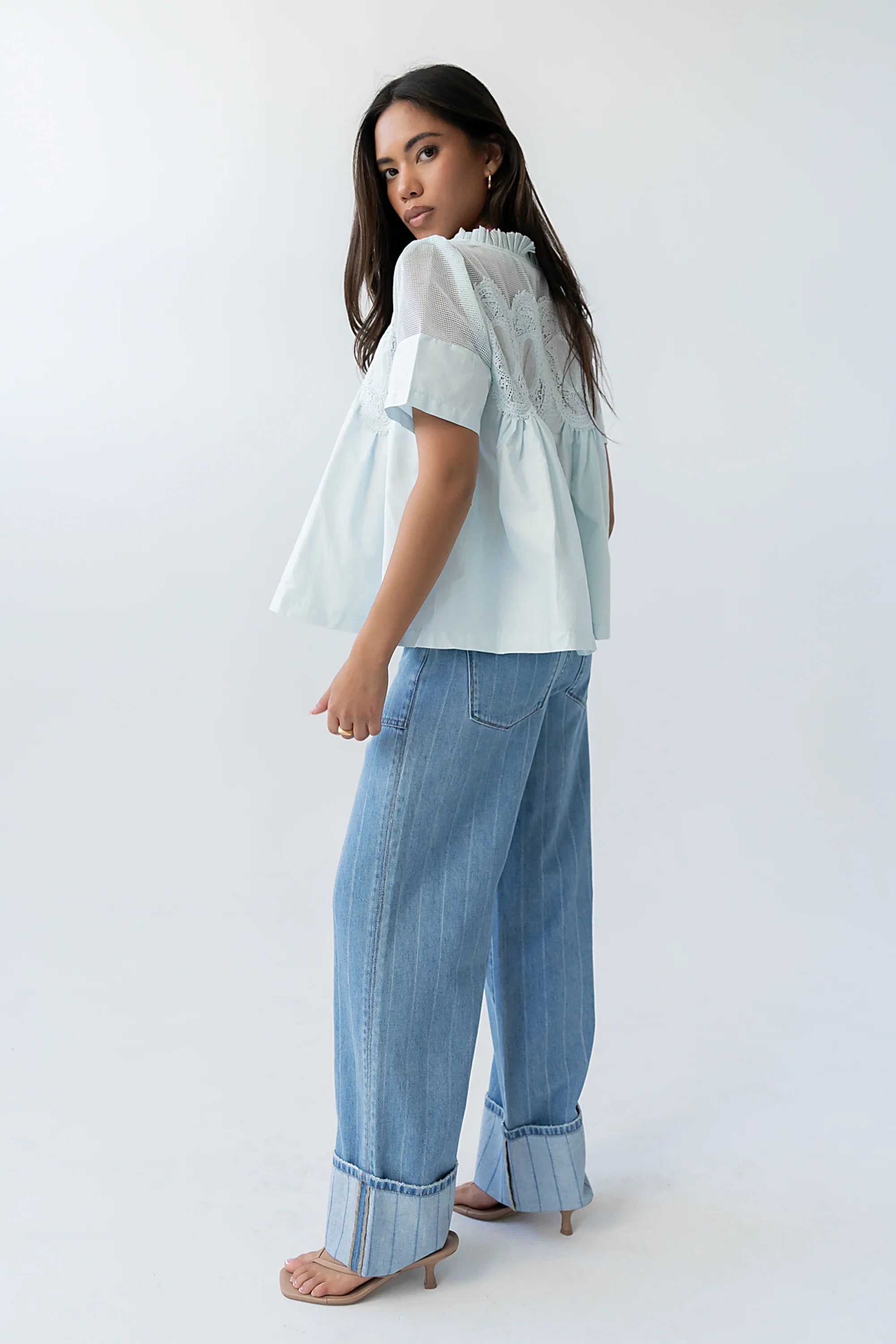 Estelle Mesh Top in Light Blue