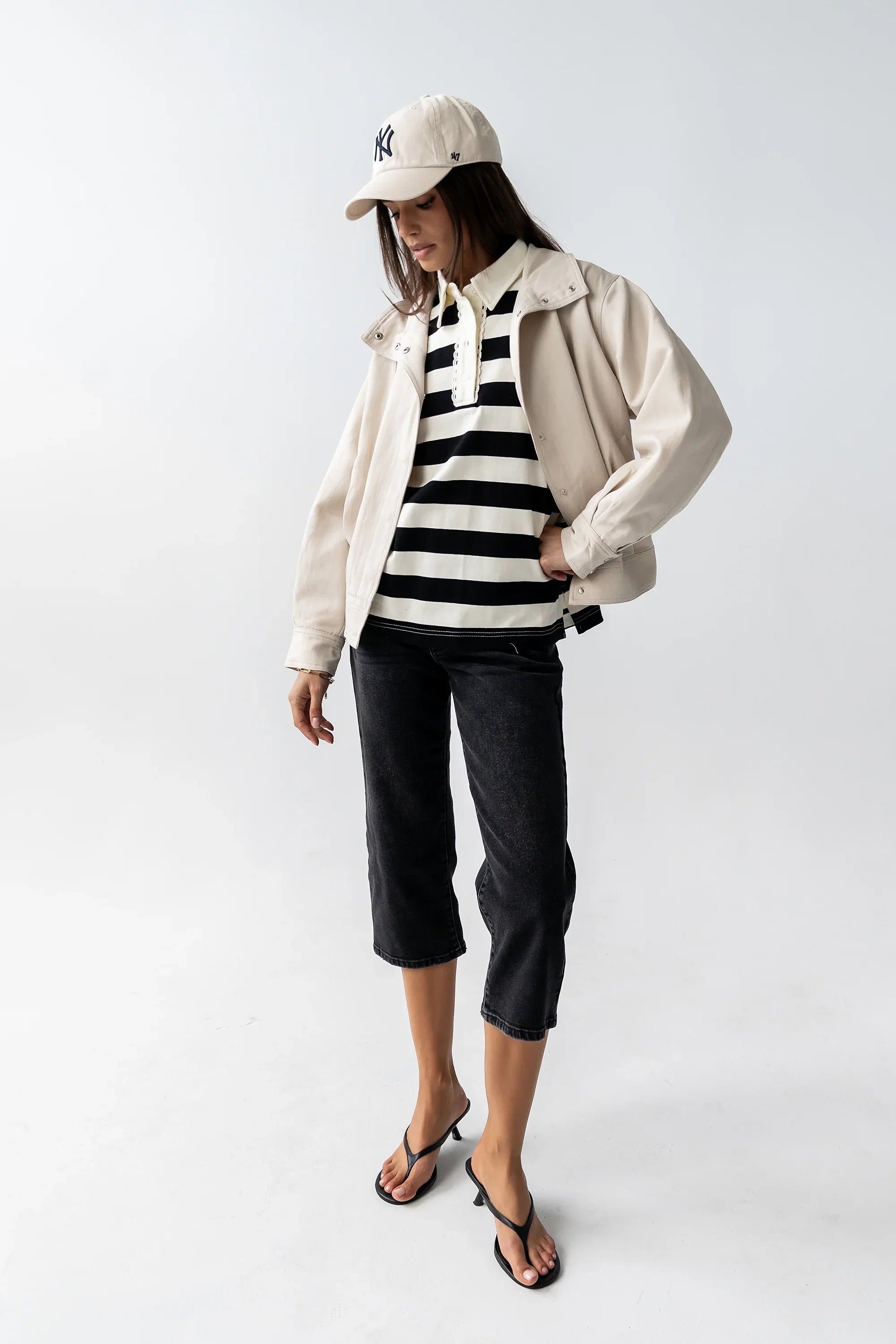 Hamlin Striped Top in Black