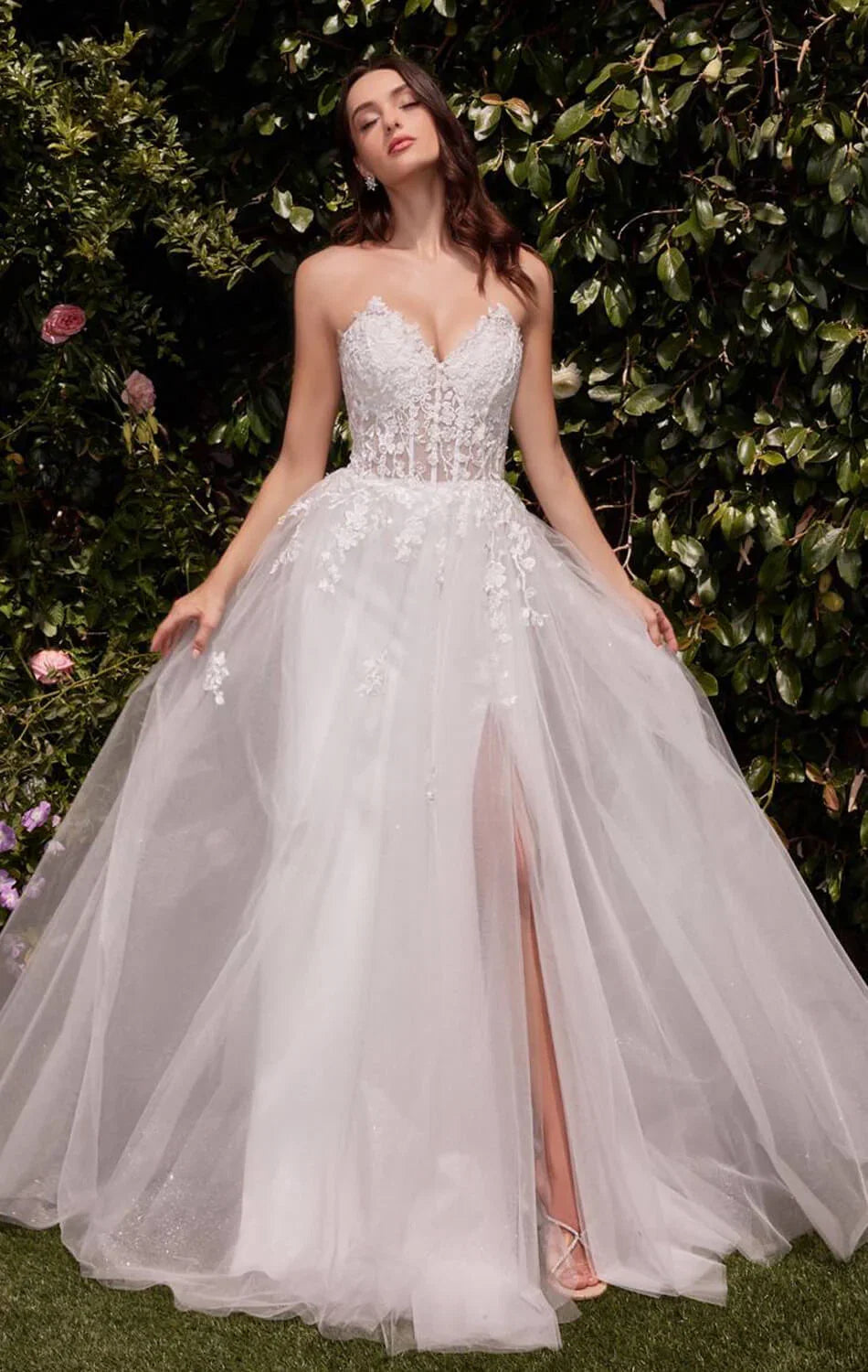 ELLEN GOWN OFF WHITE STRAPLESS A LINE LACE TULLE DRESS