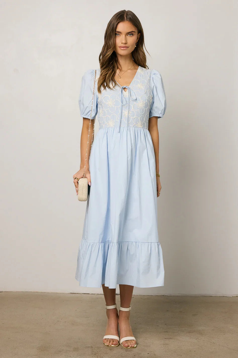 Jozette Floral Midi Dress in Blue FINAL SALE