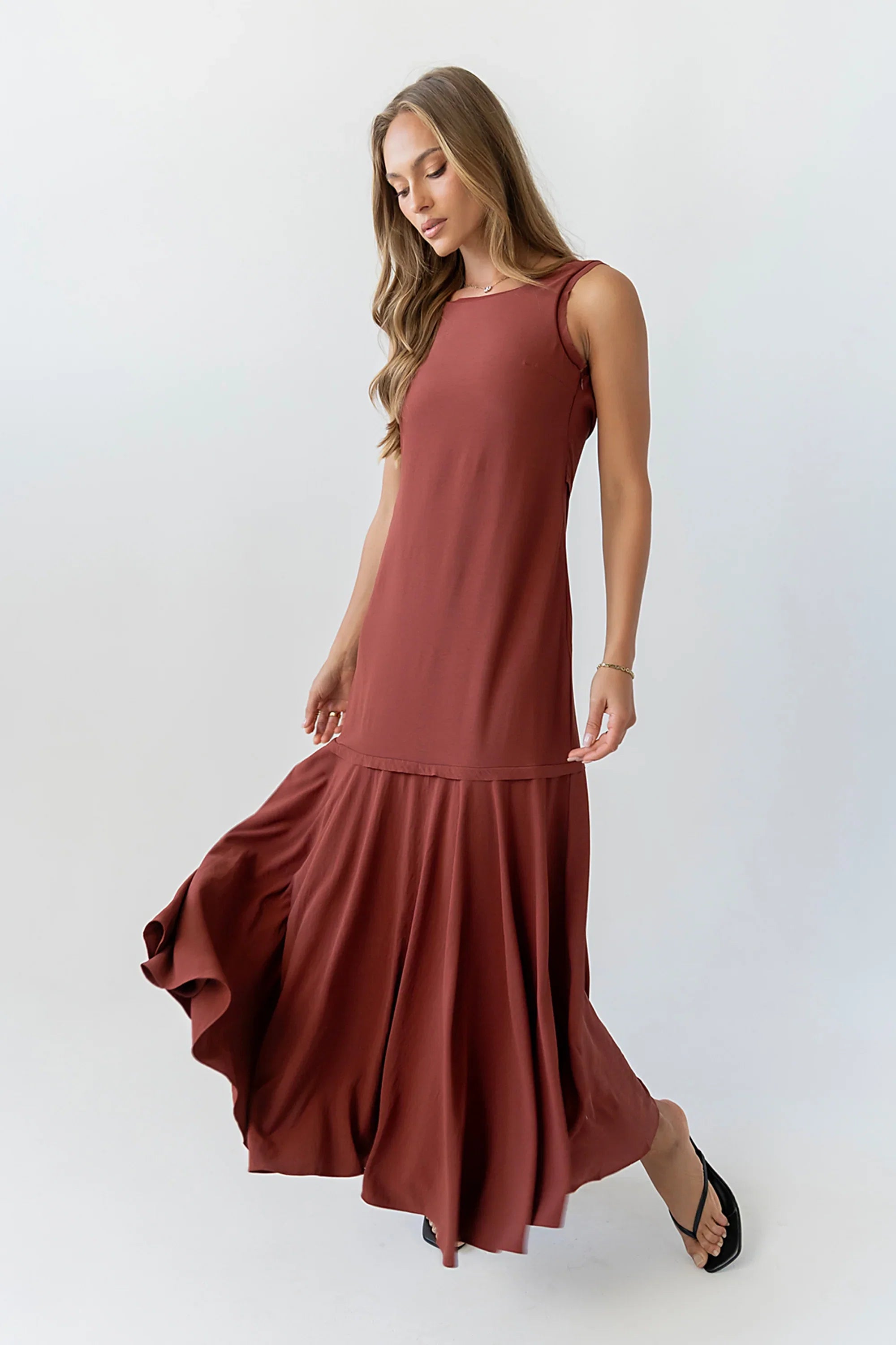 Marlon Maxi Dress in Red Brown