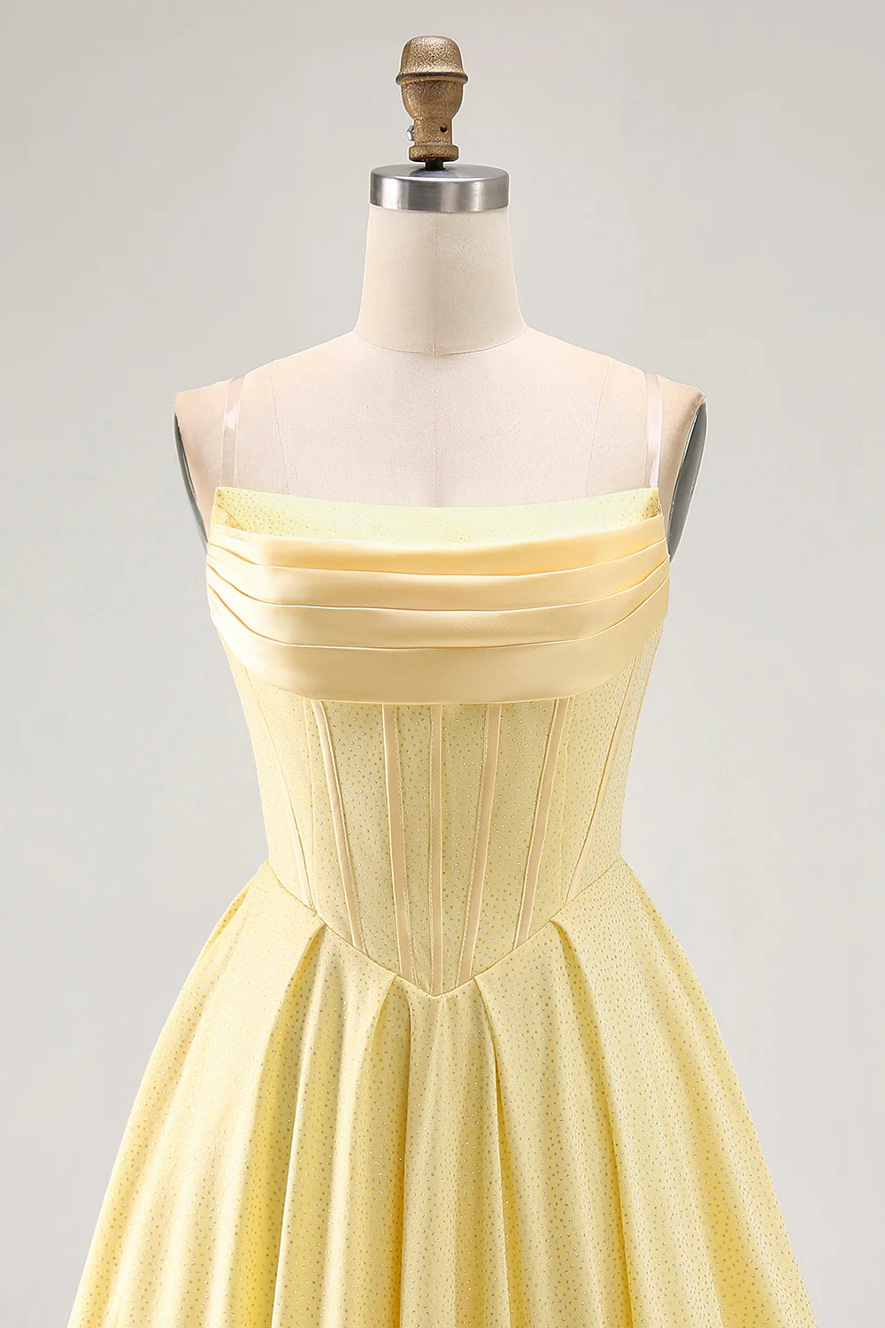 A Line Sunshine Yellow Strapless Corset Mini Homecoming Dress with Ruffles
