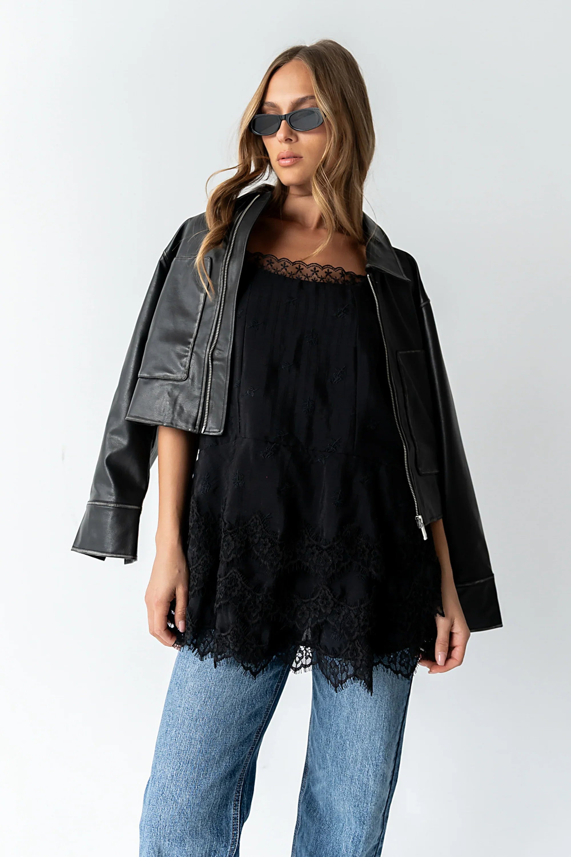 Lewis Lace Mini Dress in Black