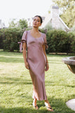 Amanda Lace Trim Maxi Dress in Mauve FINAL SALE