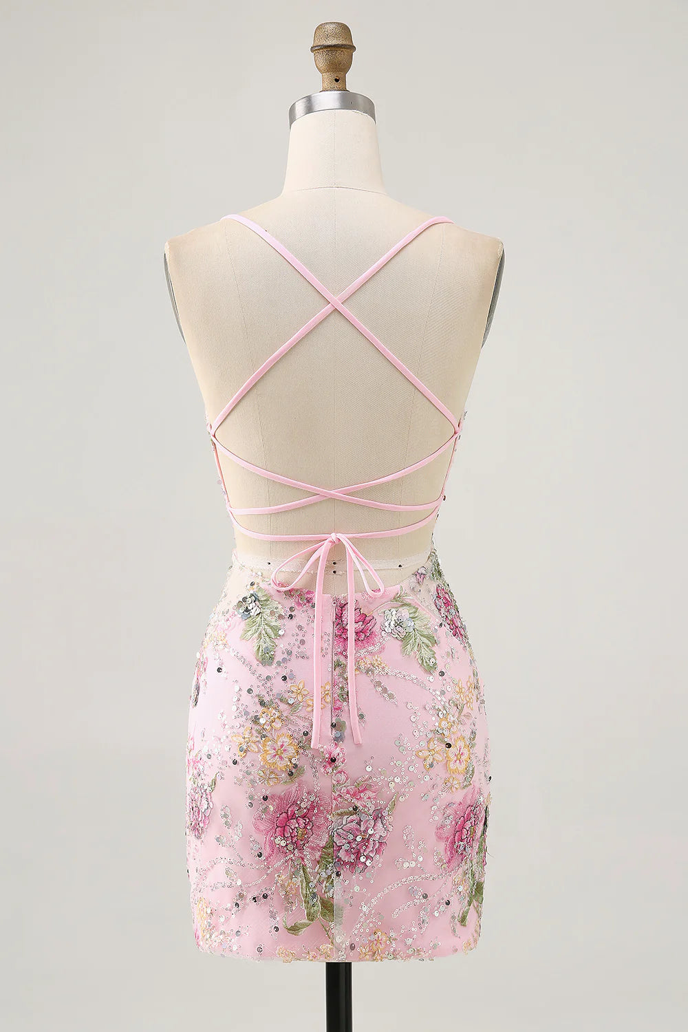 Floral Blue Short Tight Homecoming Dress with Appliques