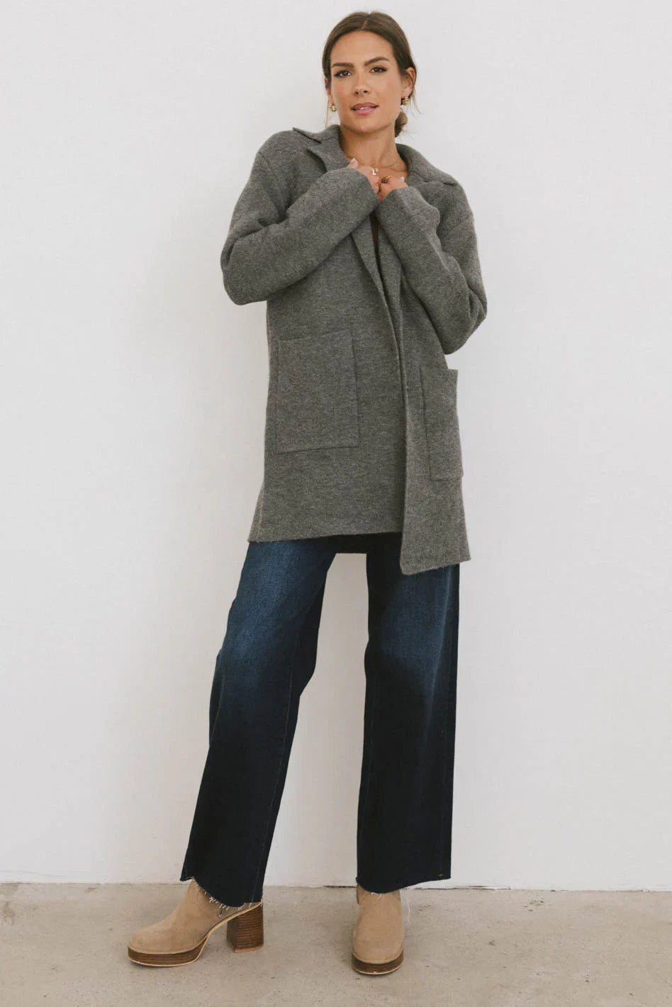 Micha Knitted Cardigan in Charcoal FINAL SALE