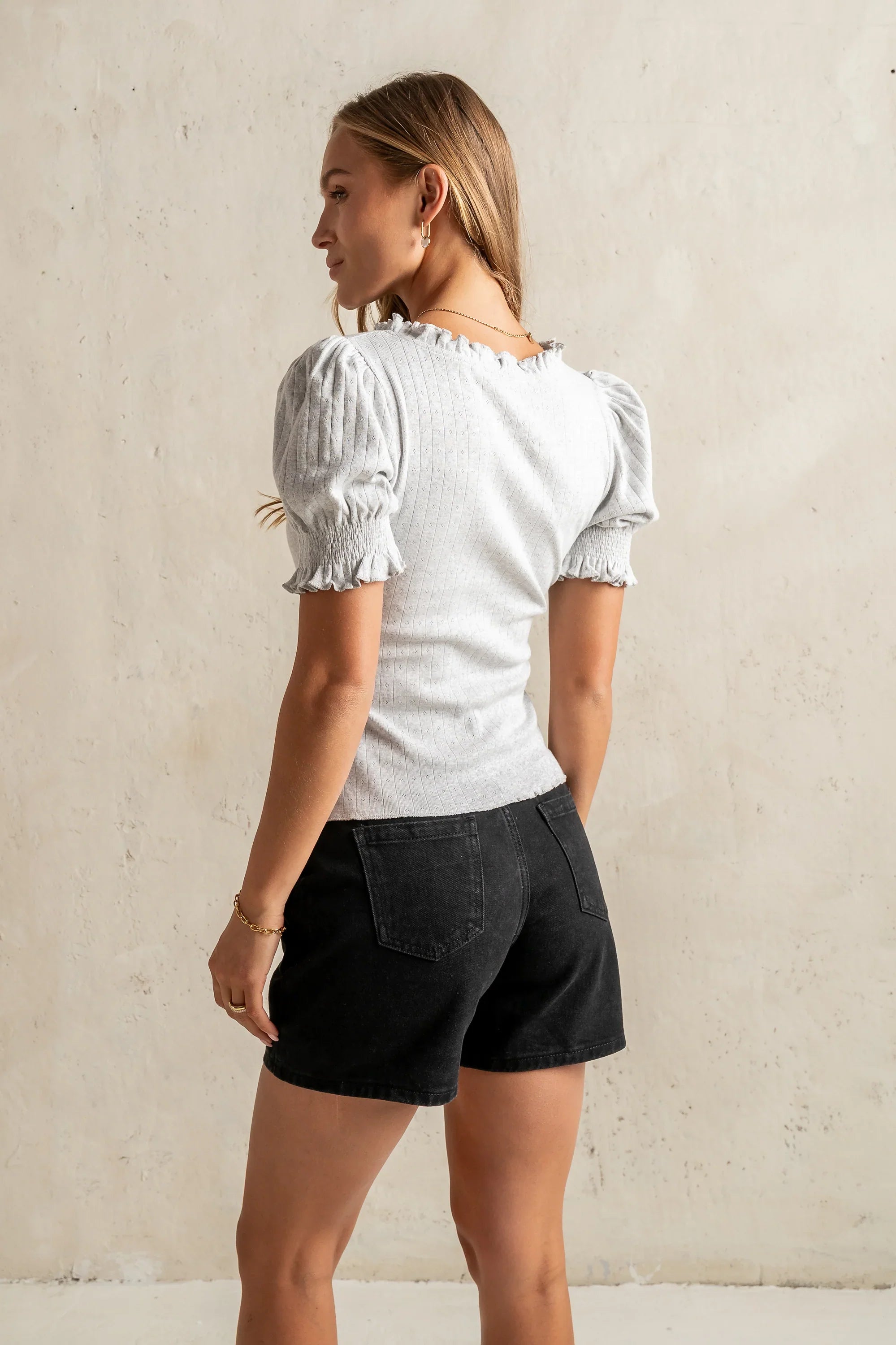 Violet Knit Top in Heather Grey FINAL SALE