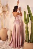 Selma Gown Off White A LINE LUXE SATIN BUSTIER DRESS