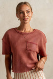 Amaya Knit Tee in Brick FINAL SALE