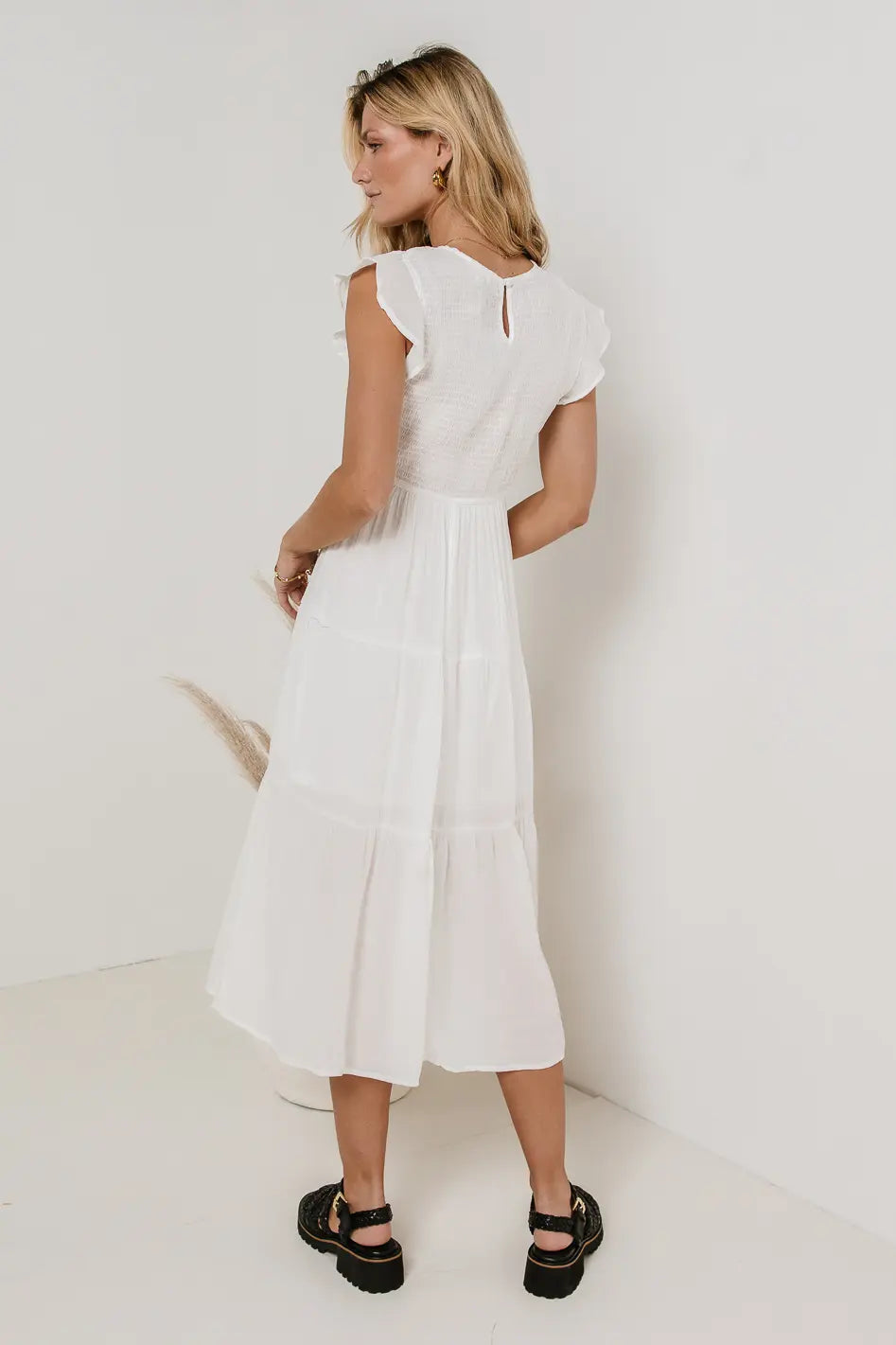 Declan Midi Dress in White FINAL SALE