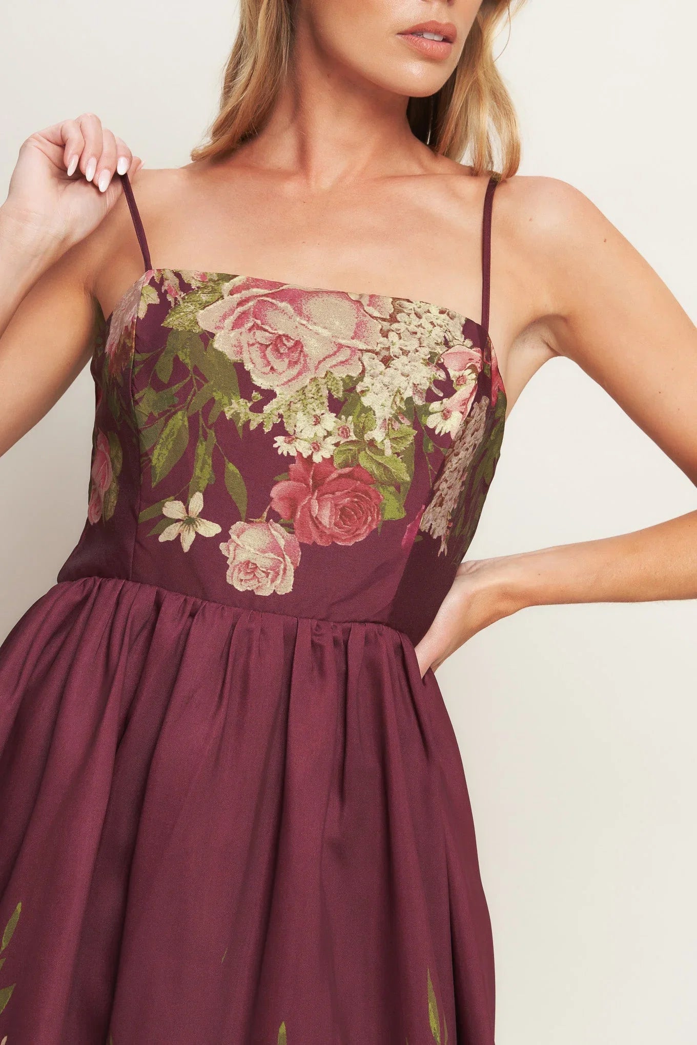 SECRET GARDEN ROMANCE BURGUNDY MAXI DRESS FINAL SALE