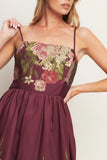 SECRET GARDEN ROMANCE BURGUNDY MAXI DRESS FINAL SALE