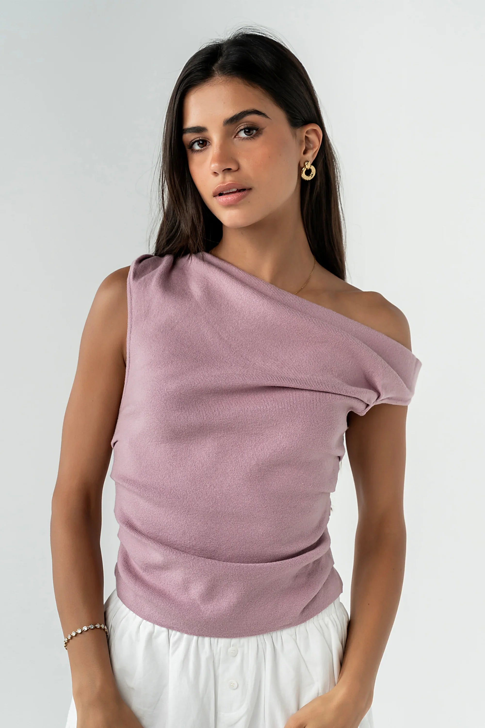 Susanna Asymmetrical Top in Mauve