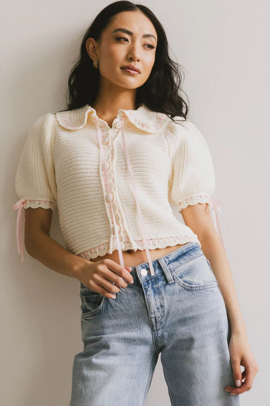 Penelope Ribbon Trim Cardigan FINAL SALE