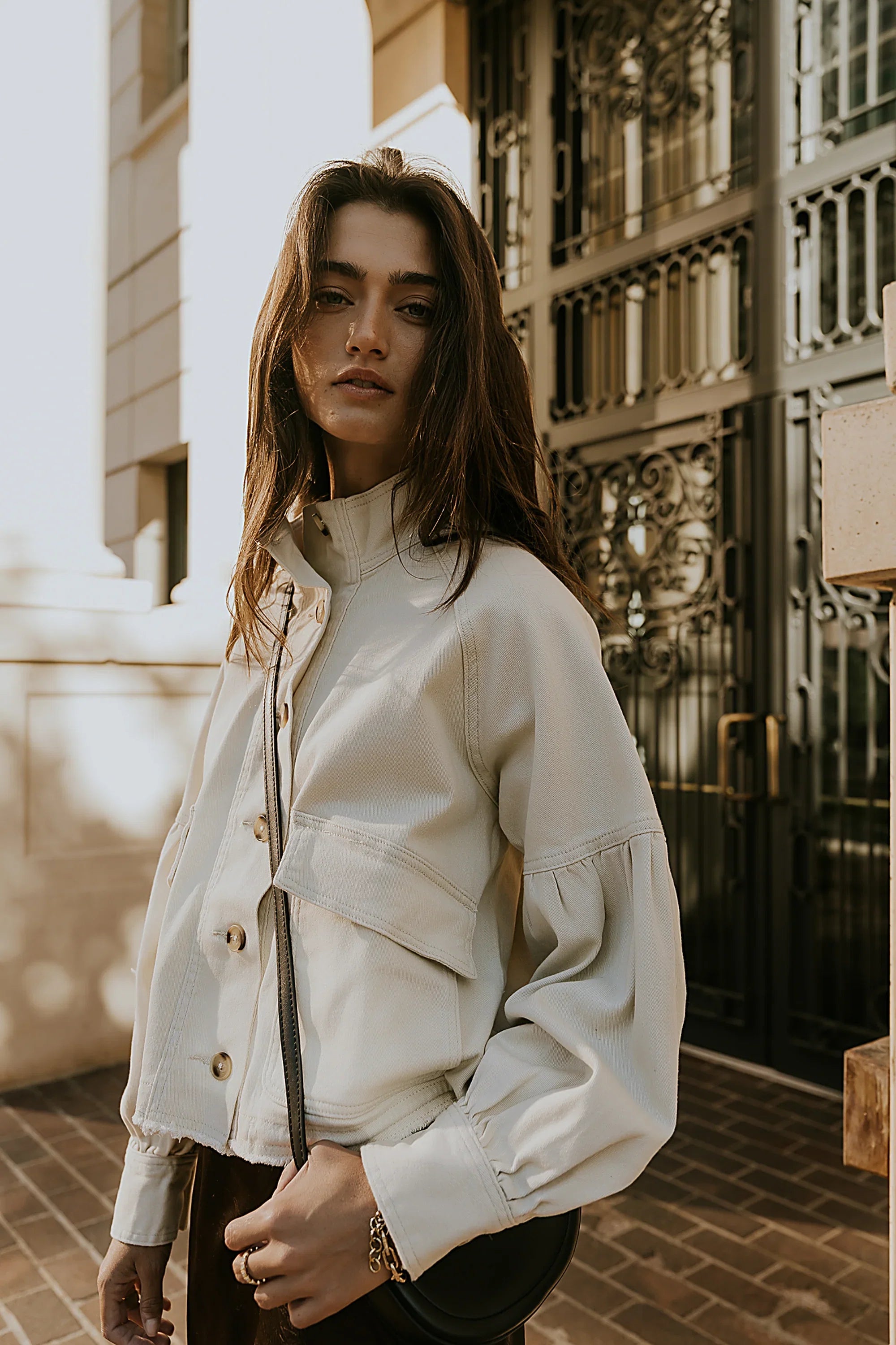 Sasha Denim Jacket in Cream FINAL SALE