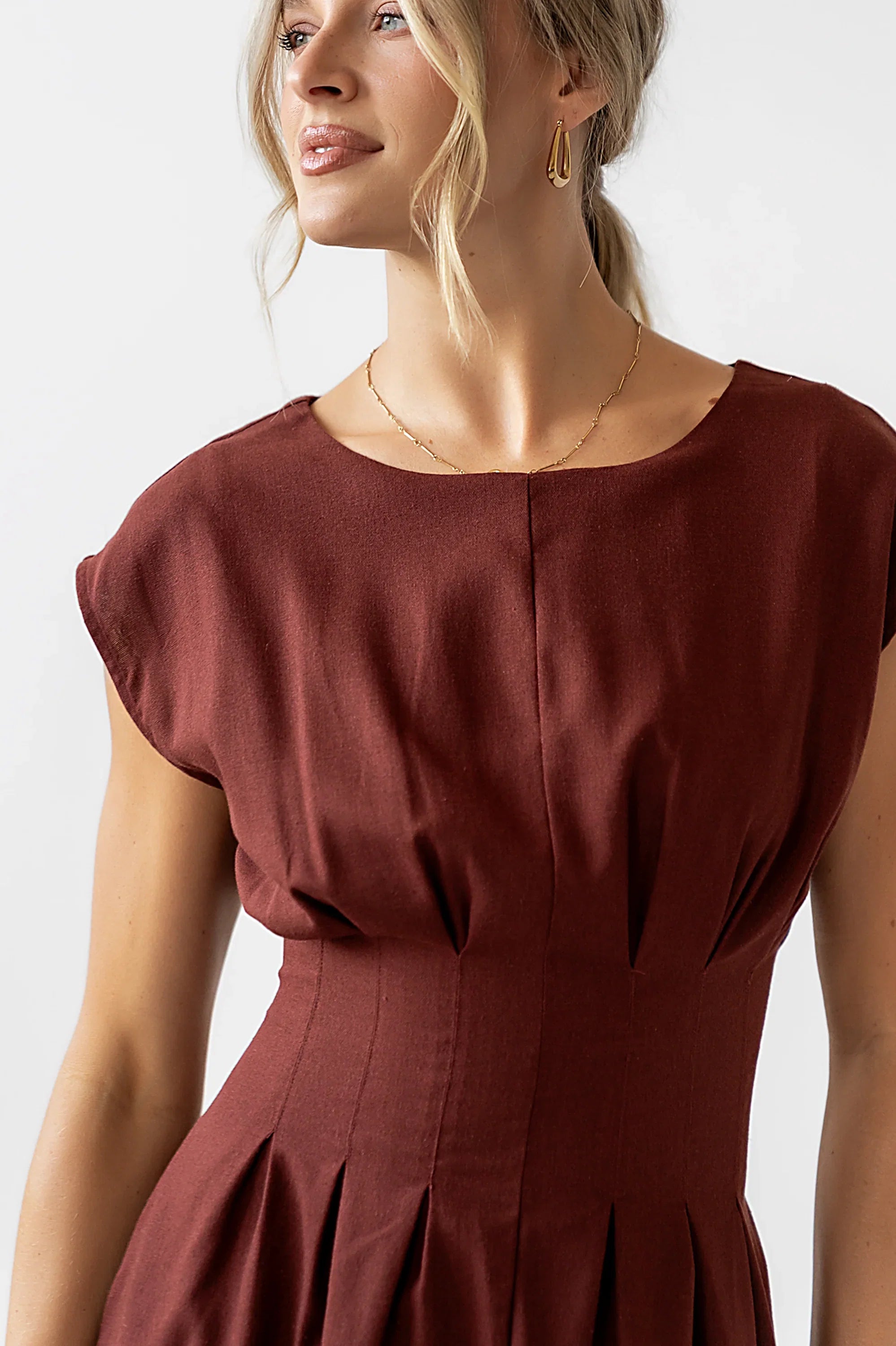 Matilda Pleated Maxi Dress in Rust FINAL SALE
