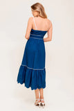 SWEET DREAMS SCALLOPED EDGE MIDI DRESS NAVY