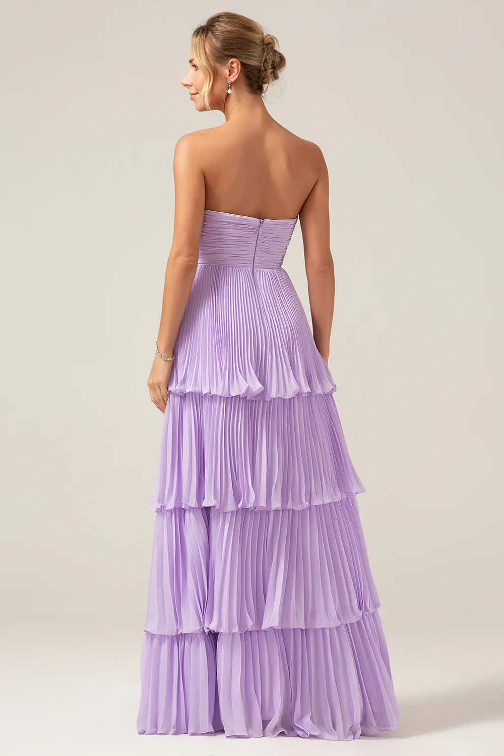 Dusty Sage A Line Sweetheart Tiered Chiffon Floor Length Dress