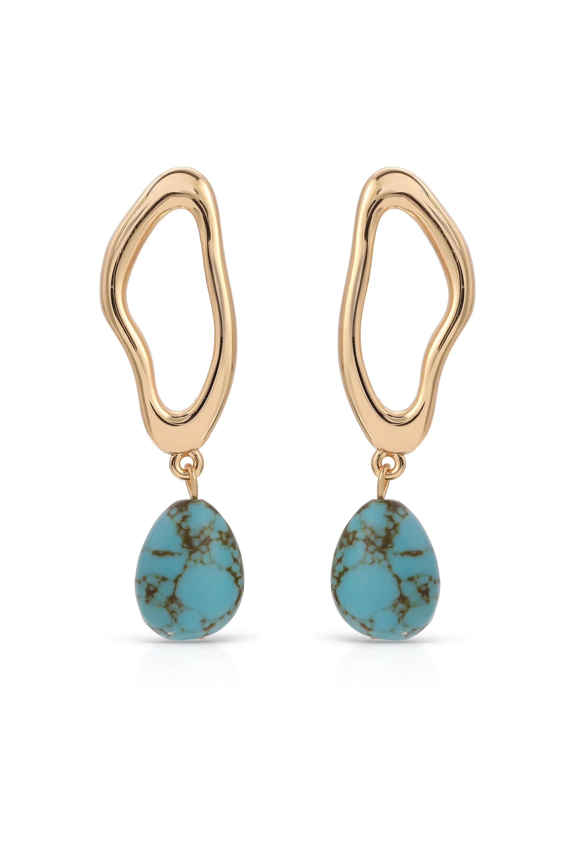 Open Circle Turquoise Dangle Earrings