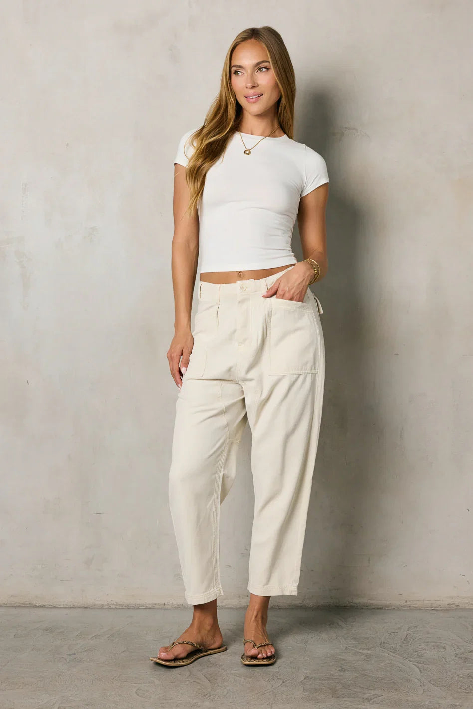 Rosie Tencel Loose Pants in Beige FINAL SALE
