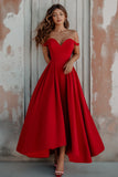 A Line Red Off The Shoulder Formal Dress