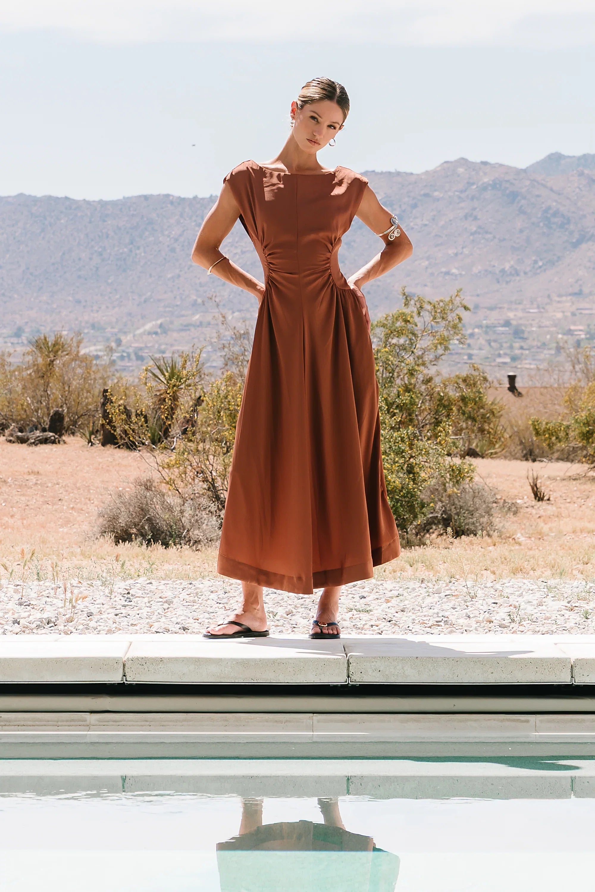Nora Midi Dress in Terracotta