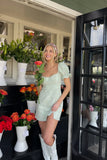 Drew Puff Sleeve Corset Linen Mini Dress