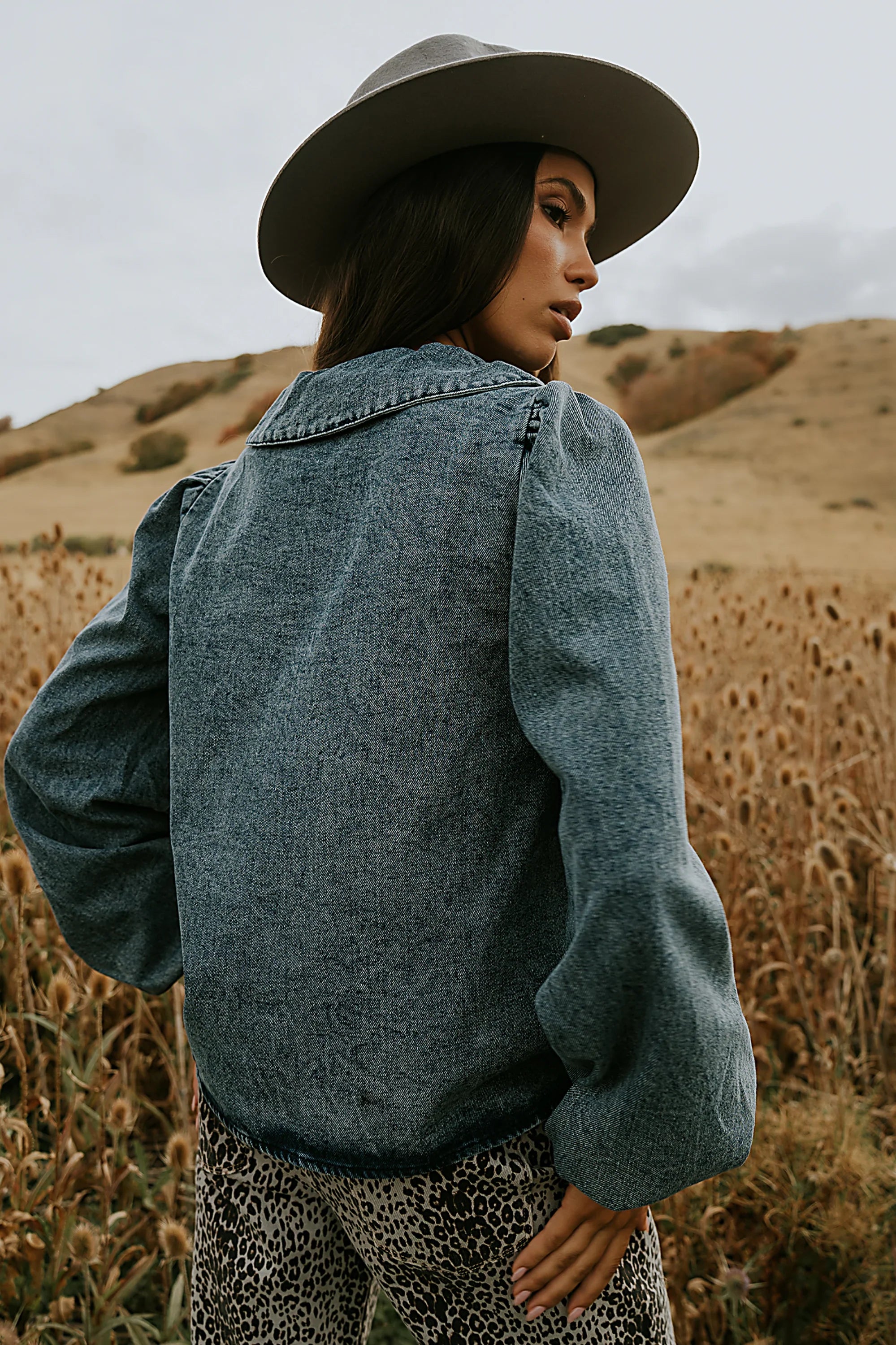 Monique Pleated Blouse in Indigo FINAL SALE